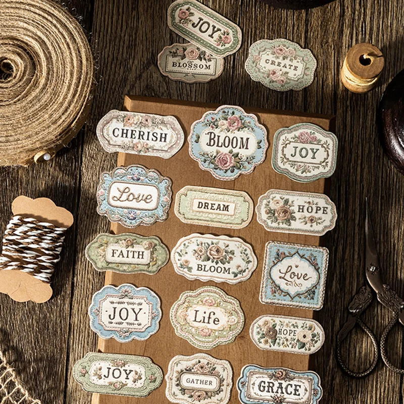 3D Embossed Stickers 60pcs Planner Sticker Set DIY Materials For Scrapbook Journal Envelope Decorations Self-Adhesive Stickers