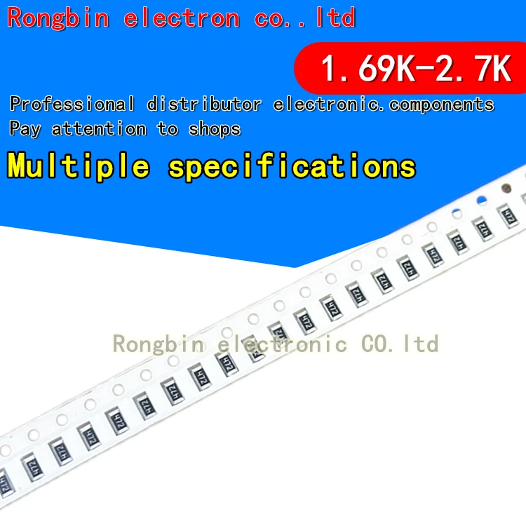 

100PCS 1206 SMD resistor 1% 1/2W 1.69K 1.78K 1.8K 1.91K 2K 2.1K 2.2K 2.4K 2.7K