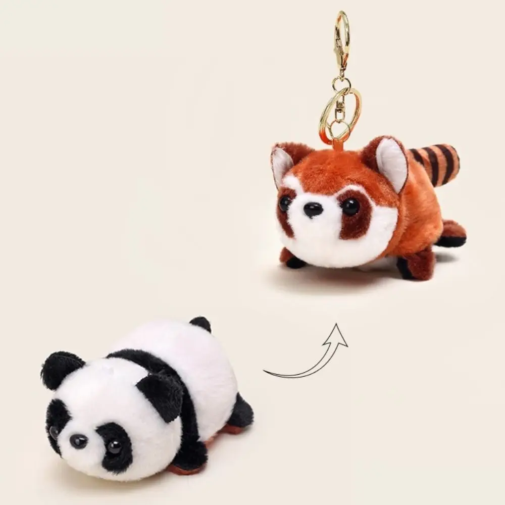Double Sided Cartoon Doll Keychain Ailurus Fulgens Reversible Cute Key Ring Accessories Pendant Plush Hanging Ornament Teenage