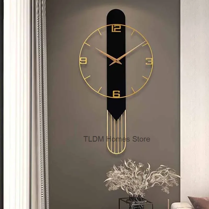 Silent Luxury Wall Clocks Nordic Design Gold Black Metal Stylish Wall Clock Large Girls Bedroom Orologio Da Parete Home Decor