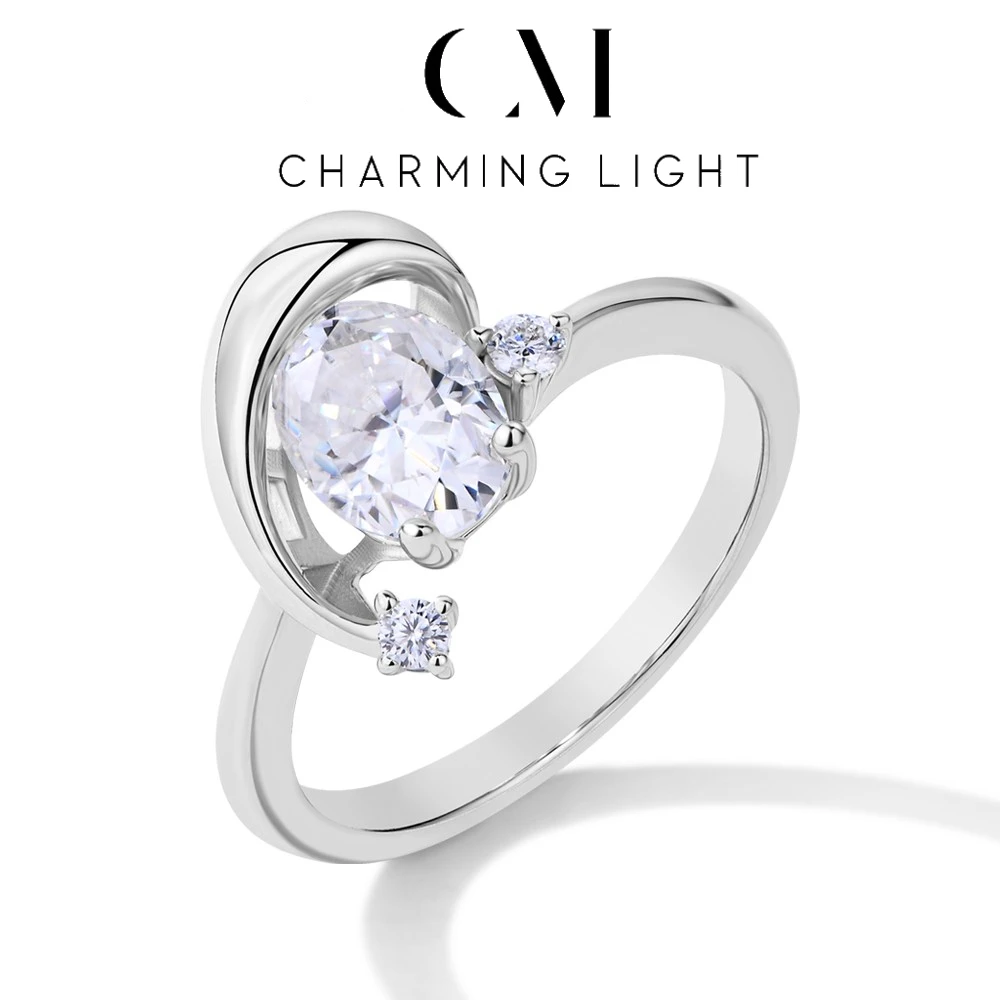 

CHARMING Elegant 1.5 CT Sparkling Moissanite Ring Oval Cut Lab Diamond S925 Sterling Silver for Women Wedding Fine Jewelry Gifts