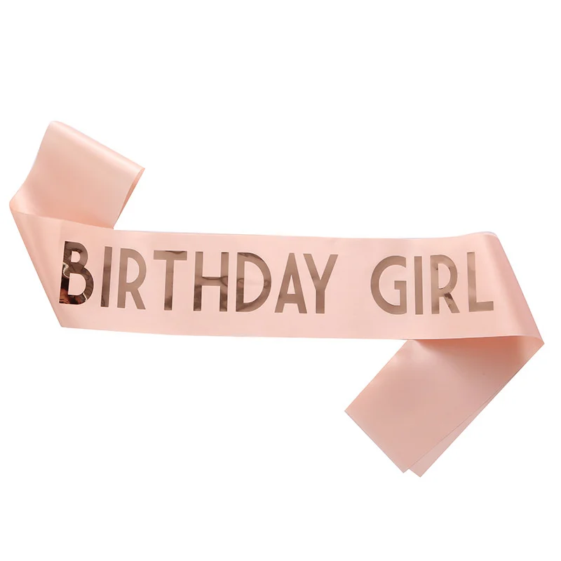 New Fashion BIRTHDAY GIRL Birthday Etiquette Belt Belt Birthday Girl Ribbon Shoulder Strap Blue Pink Birthday Party Supplies