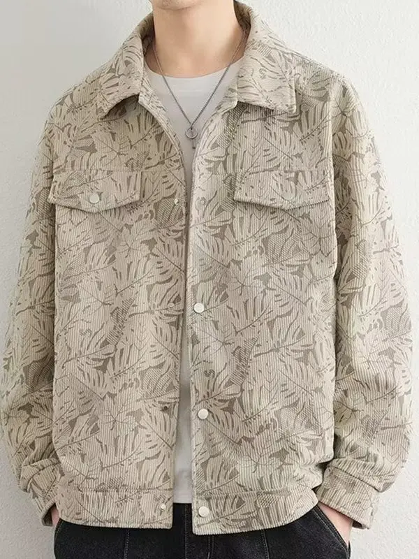 

American Casual Workwear Jaet Men's Spring Autumn New Faion Brand Corduroy Lapel Loose Retro Heavy Du Cool Jaet