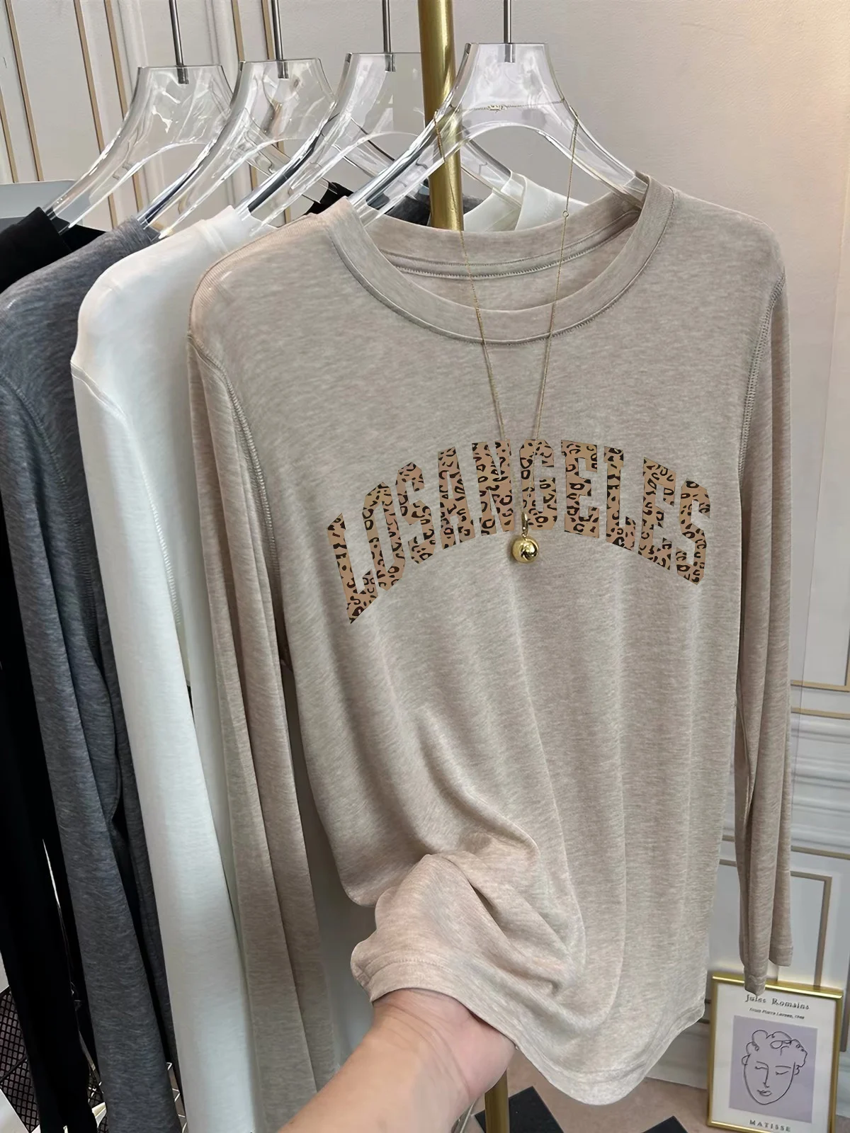 Women's Wool Long Sleeve T-Shirt Soft Cozy Shoulder Appropriate Base Layer Shirt Warm Top for Autumn Creative Letter Pattern