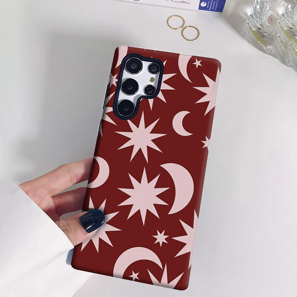 Star Geometry Phone Case for Samsung Galaxy S25 Ultra S24 S23 Ultra Plus Shockproof Double Layer Back Cover