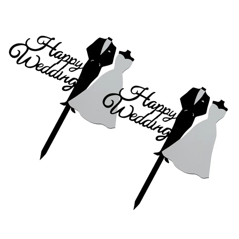 

2pcs Decorative Insert Acrylic Wedding Wedding Theme Cake Toppers Theme Birthday Party Cake Decor Festive Accessories