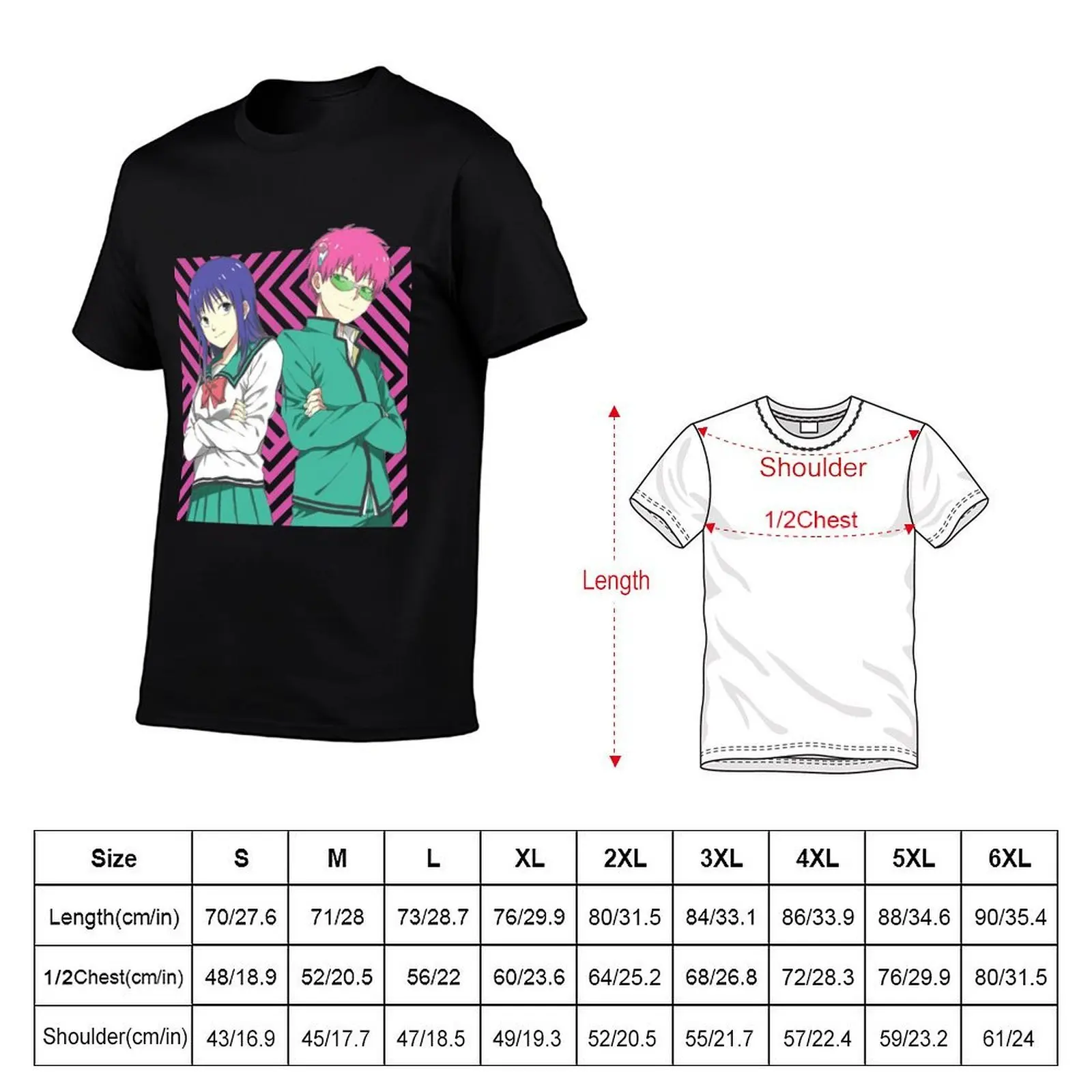 Saiki K T-Shirt t shirt man luxury t shirt men 100% cotton luxury brand man t shirt heavy cotton T-shirt