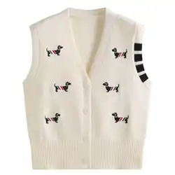 Women's Golf Wear Sweater Autumn and Winter Warm Tank Top Letter Embroidered V-neck Clothing Vest S-3XL White Black