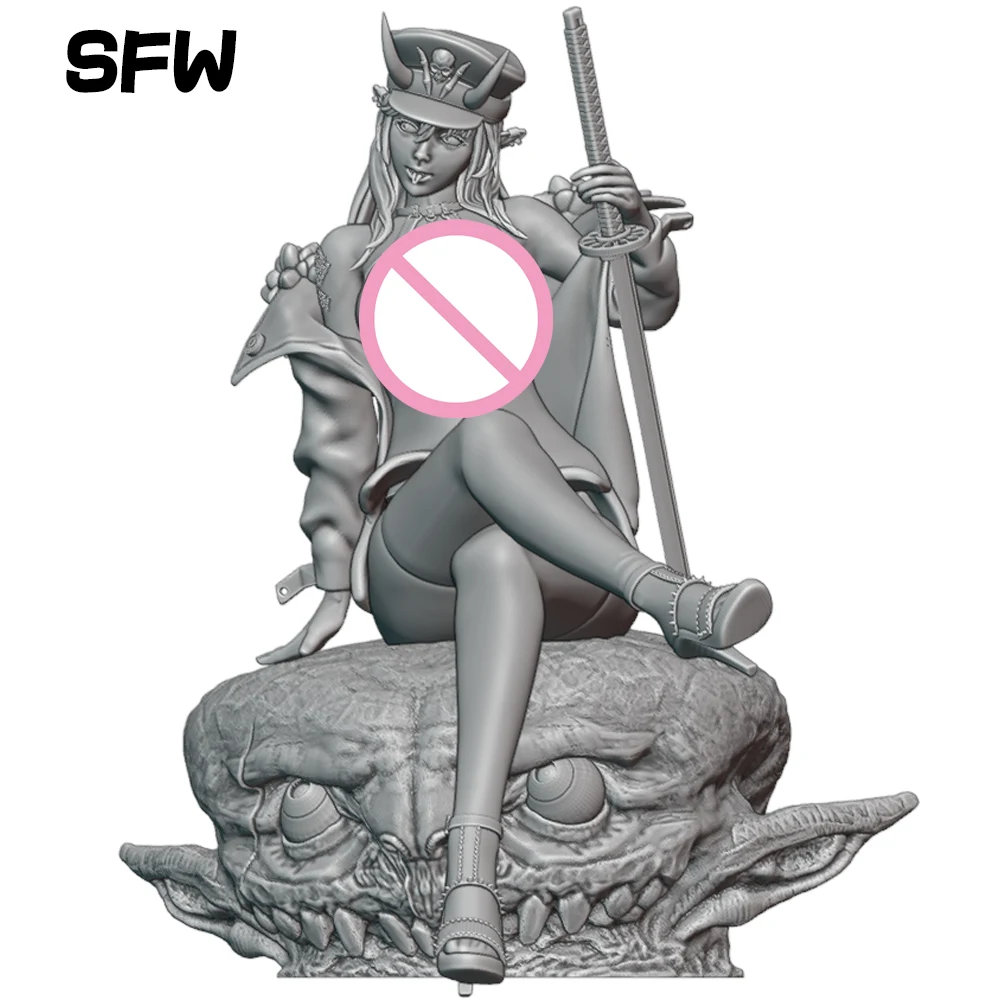 

1/24 Demon Girl Sexy Commander Resin Figurine Toy Unpainted GK Doll Unassembled 3D Print Assembly Miniature Reduction Statue Toy