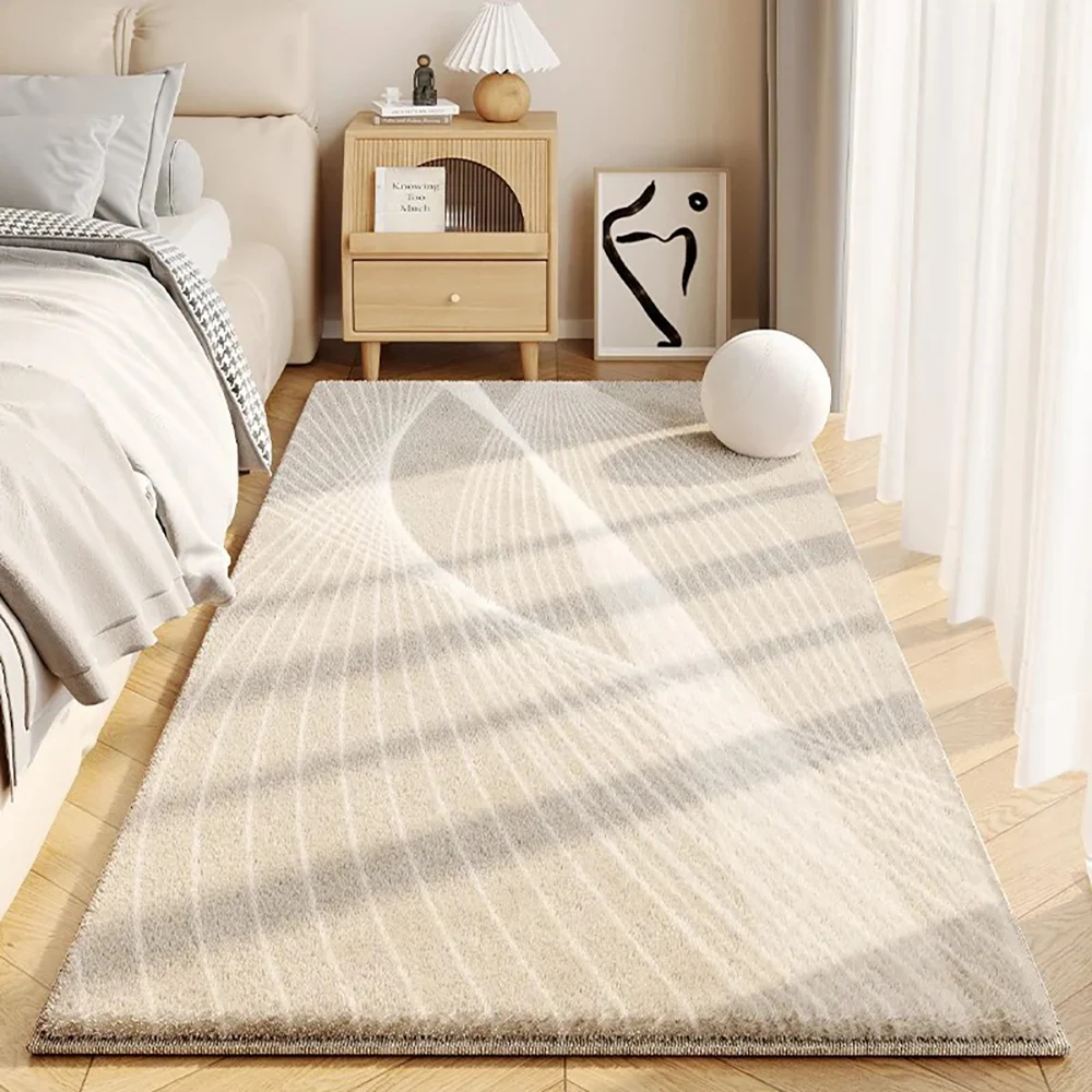 

VIKAMA Simple Cream Style Faux Cashmere Living Room Fluffy Rugs Home Decor Bedroom Cloakroom Bedside Non-Slip Rugs