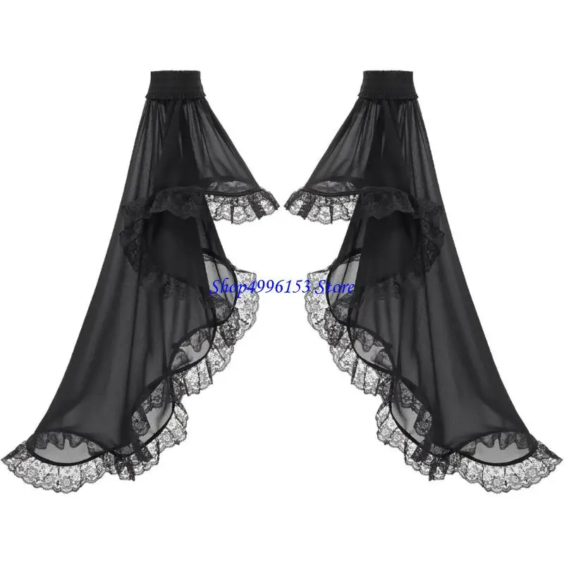 

Q0KE Women's Victorian Long Tulle Gloves Detachable Sleeves for Wedding Party Renaissances Costume Accessories