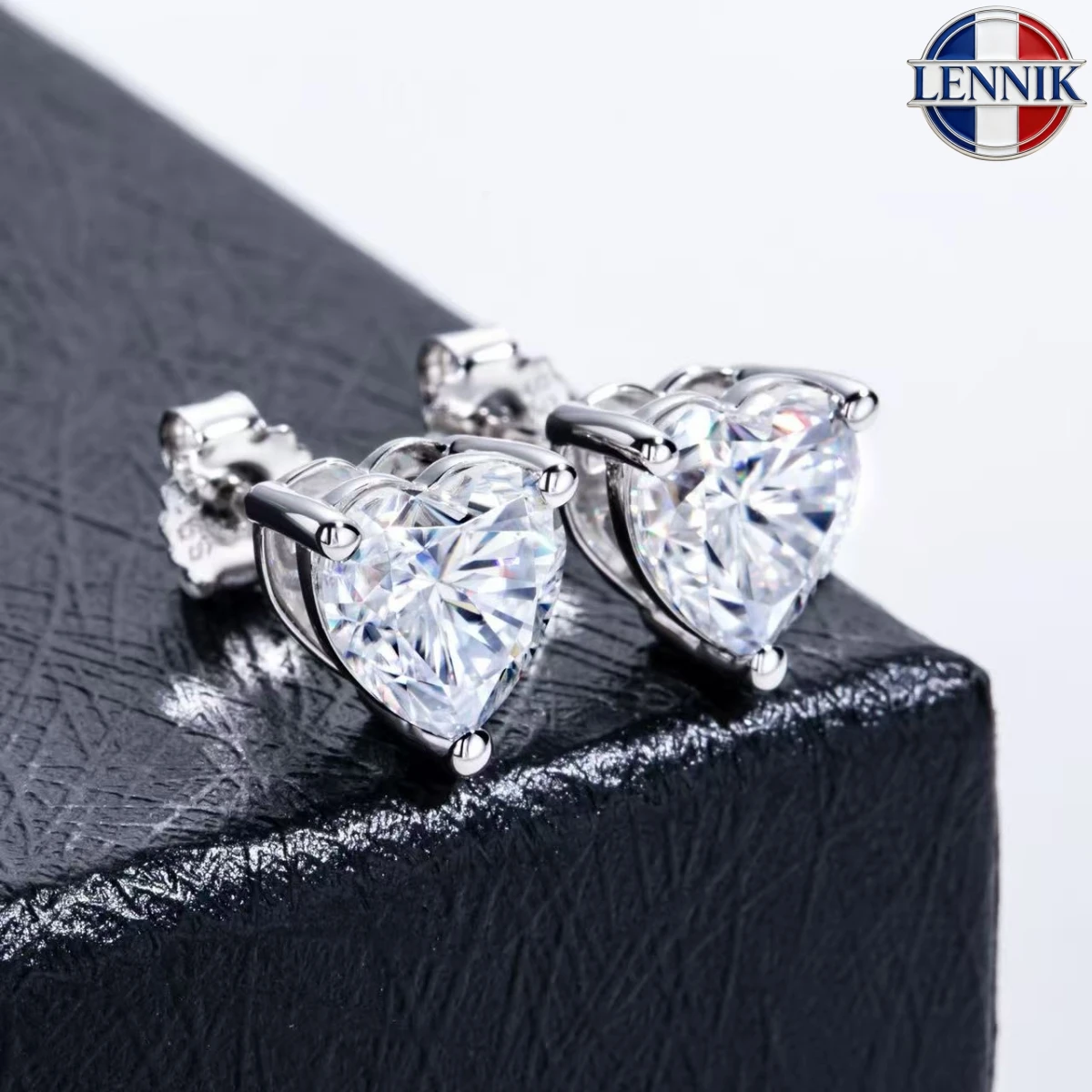 

Серьги-гвоздики LENNIK с муассанитом в форме сердца, 1-6 карат, цвет D, VVS1, серебро 925 пробы, позолота 18 карат, классические женские украшения