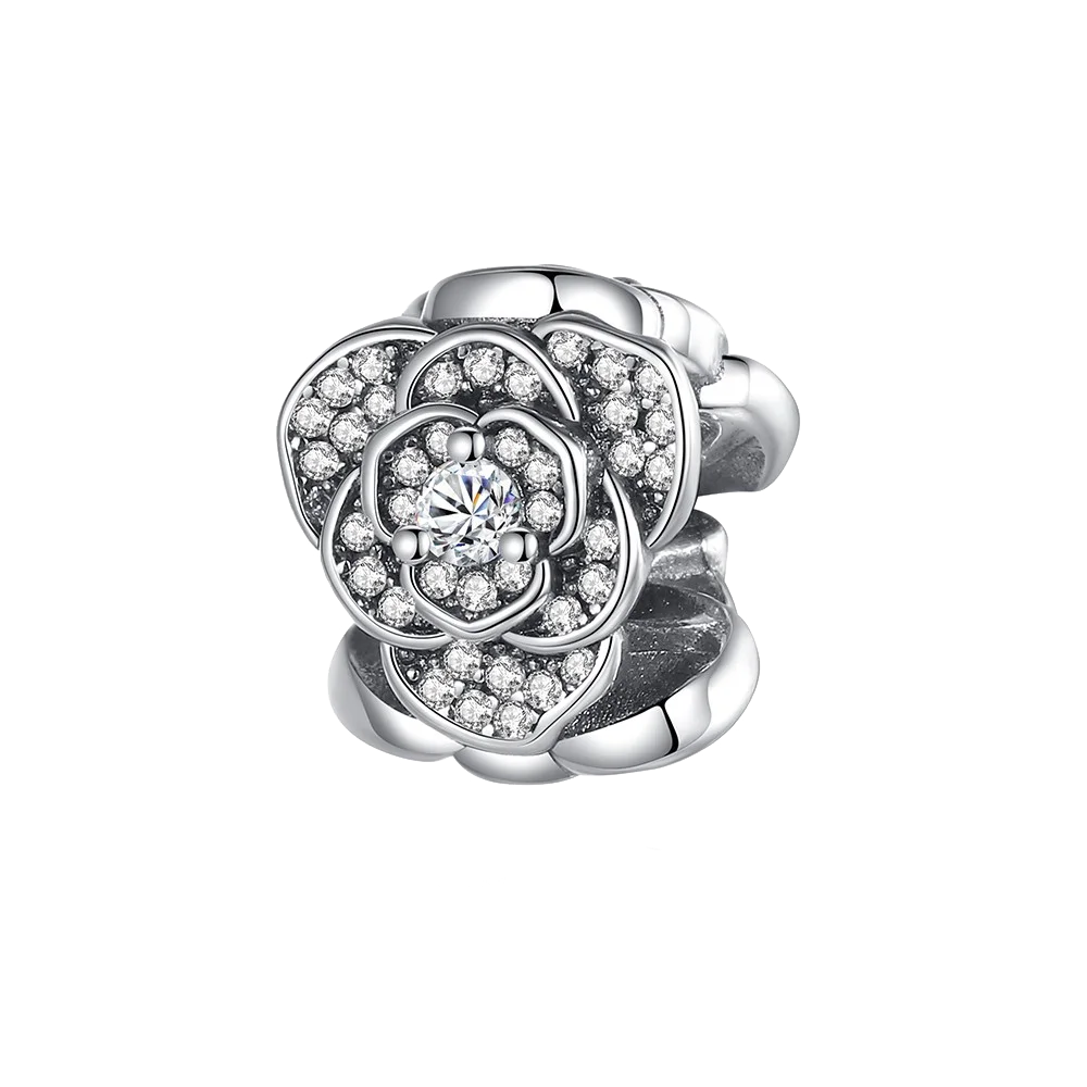 Abalorios de Plata 925 DIY de Moda con Diseño de Flor de Jazmín para Pulseras y Collares, Suministros Atractivos para la Creación de Joyas Colgantes