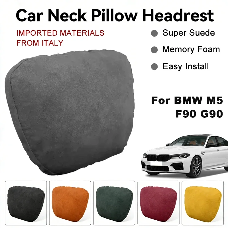 

Italy Suede Car Neck Rest Pillow For BMW M5 F90 G90 Seat Head Neck Support Cushion Auto Interior Accessories