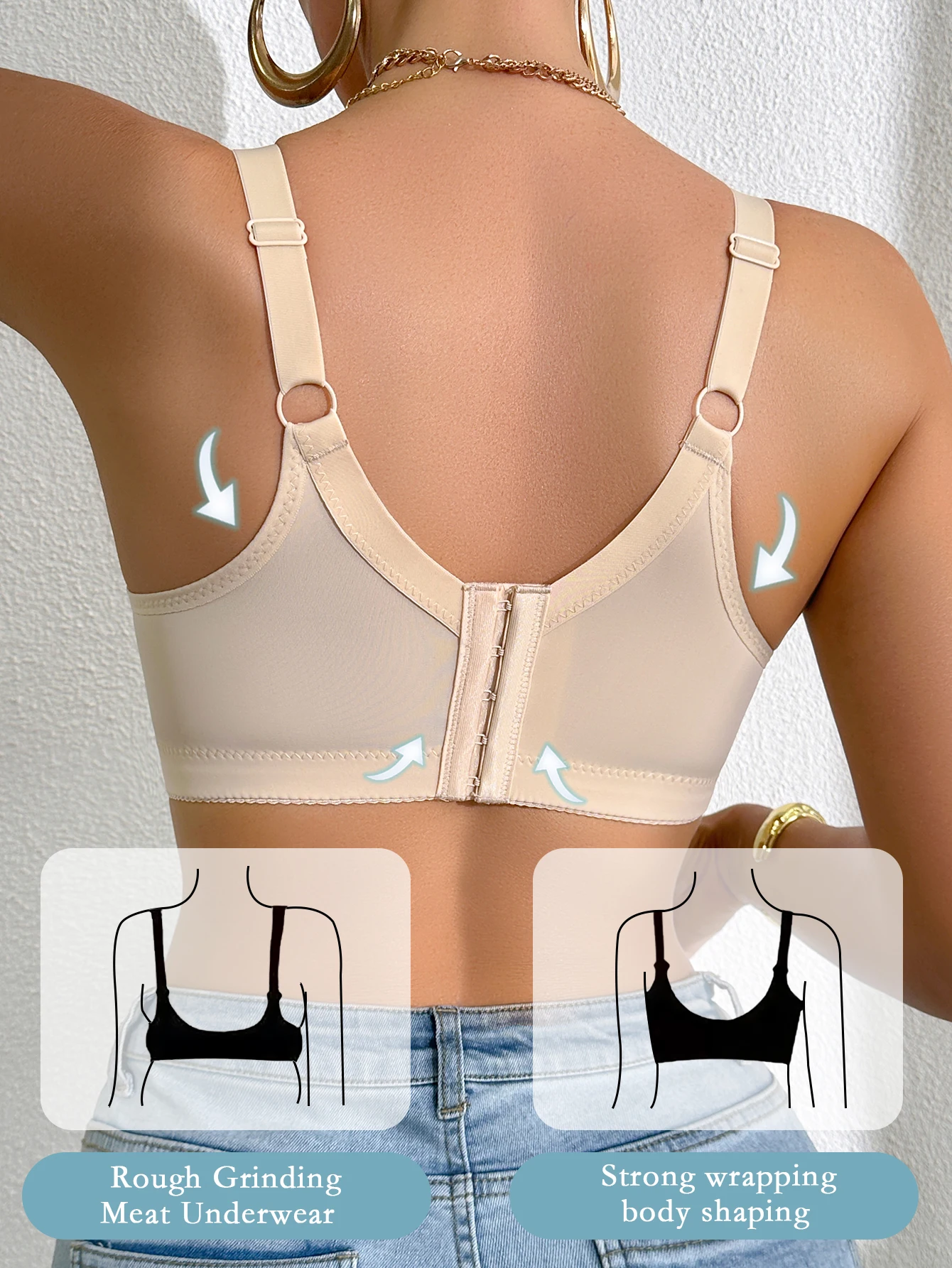 Blumenmuster Damen-BH mit Spitze, A B C D Cup, Bügel-BH, Push-Up-BH, seitliche Unterstützung, Anti-Sagging-Lingerie, atmungsaktiv, bequemer BH – Detail 14