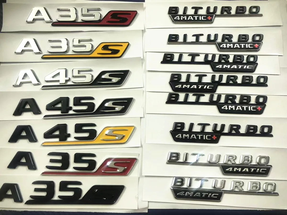 

Применяется к буквам ABS A35 A45 A45S Turbo 4matic Эмблема для Benz AMG Автомобильное крыло Багажник Задний W176 W177 Наклейка с логотипом