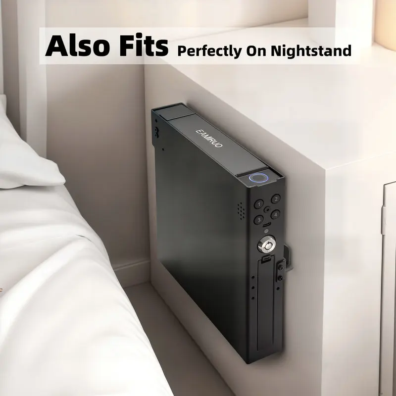 تثبيت صندوق قفل البندقية الآمن للمسدس البيومتري 3 اتجاهات الوصول السريع بصمة دبوس مفتاح السرير بندقية آمنة #3