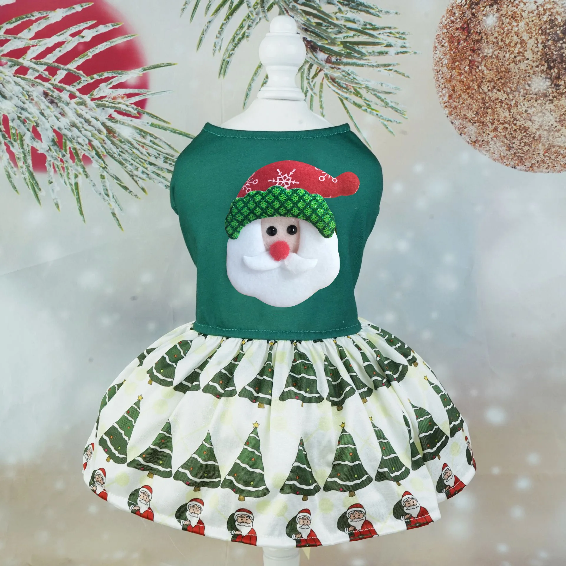 Christmas Dog Dress Pet Dog Clothes Fashion Puppy Princess Skirt Cute Bow Cat Wedding Dress Print Pet Outifts Chihuahua Clothes