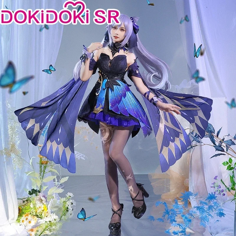 IN STOCK Keqing Cosplay Game Genshin Impact DokiDoki-SR Opulent Splendor Keqing Outfit Costume Ke Qing Wig Shoes Halloween