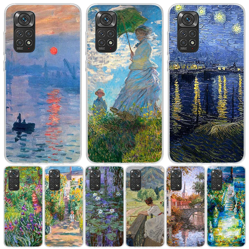 Claude Monet Garden Lotus Bridge Case Phone Cover for Xiaomi Redmi Note 13 12S 12 11S 11 11T 11E 10S 10 Pro Plus 9S 9 8T 8 5G Tr