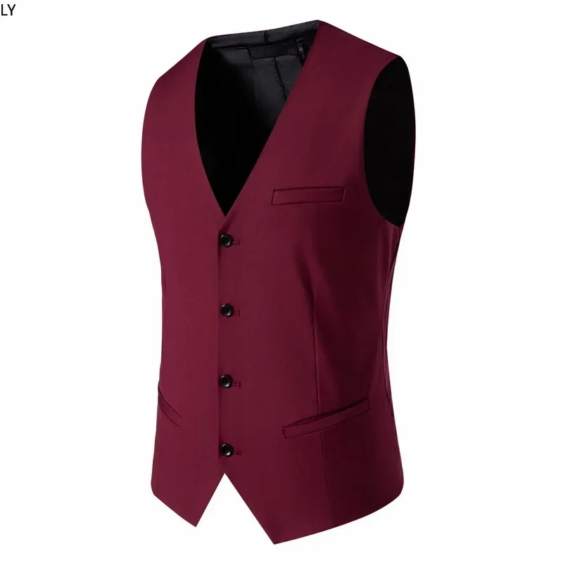 

Mens Single Breasted Suit Vest Solid Color Business Wedding Formal Suit Vests Spring Summer Autumn Summer Formal Dress Vests