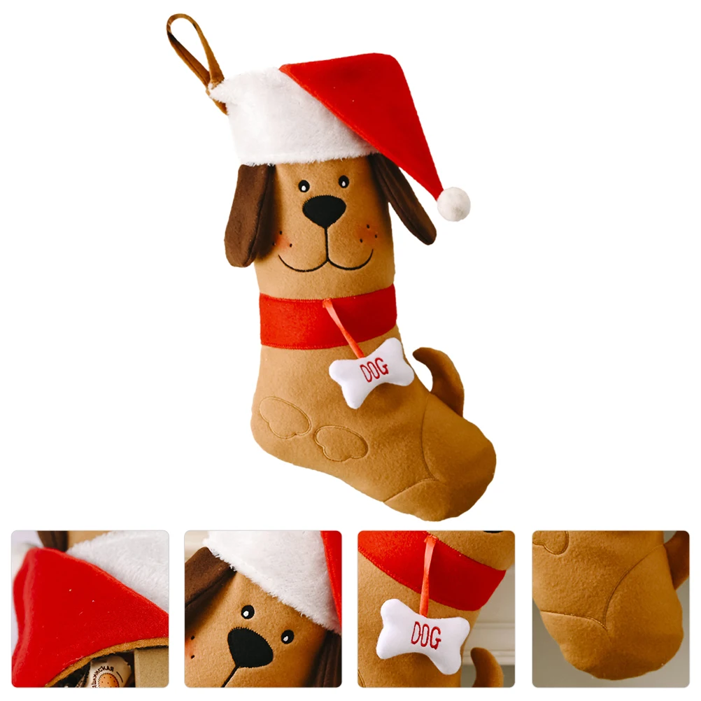 

1pc Christmas Stocking Socks Flannelette Gift Storage Bag Hanging Ornament Candy Pouch Party Candy Storage Socks Decor 40X20Cm