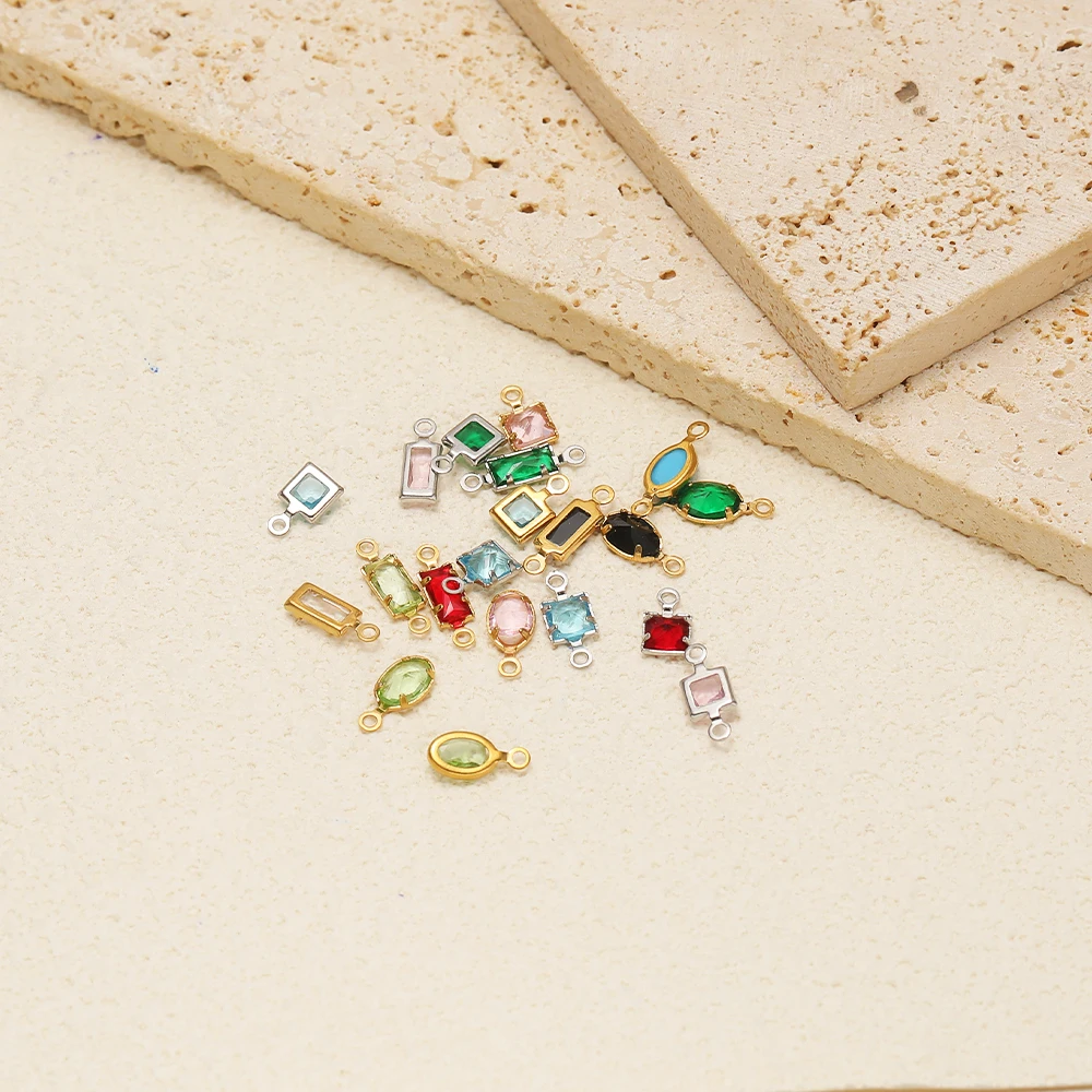 20 Stück Edelstahl-Kristallglas-Anhänger, rechteckige und ovale Charms für die Herstellung von Schmuck, Ohrringen, Halsketten und Armbändern. – Detail 5