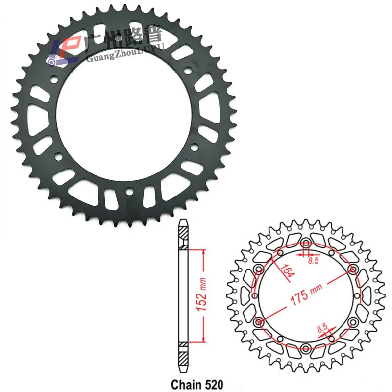 520 Motorcycle Rear Sprocket for Kreidler 170 Mustang Utility 04-06 Yamaha YFS200 Blaster 88-06 YFM350 Warrior 89-04