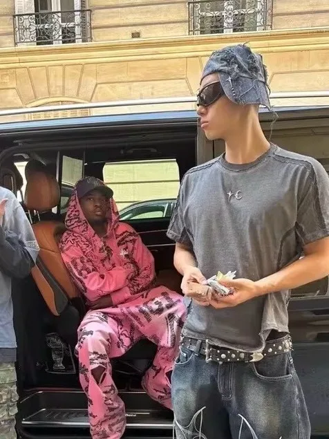 

Thulub 25SS Heavyweight Patchwork Me T-irt Embroidered Moon Star Youth Casual Cotton Top for Teens And Men