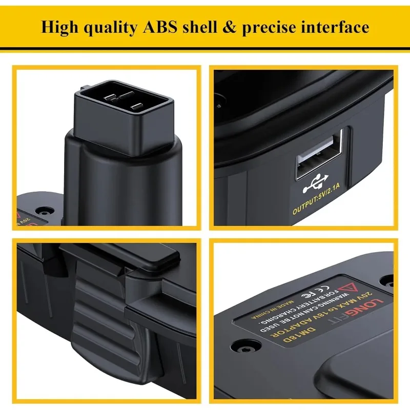 DM18D Adapter Converter For Dewalt/Milwaukee 18V/20V Batteries Compatible with For Dewalt 18V Ni-Cd Ni-MH Power Tools with USB