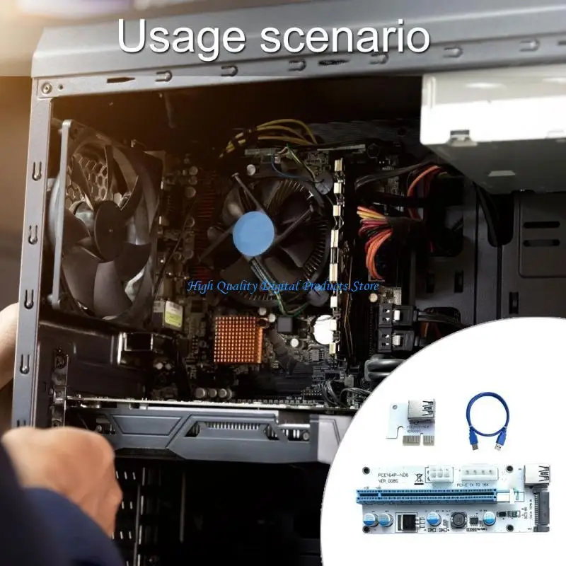 

U2JE PCIe GPU Card Extension Adapter with USB Port for Home Computer Upgrades Easy to Use 6PIN Power 12V