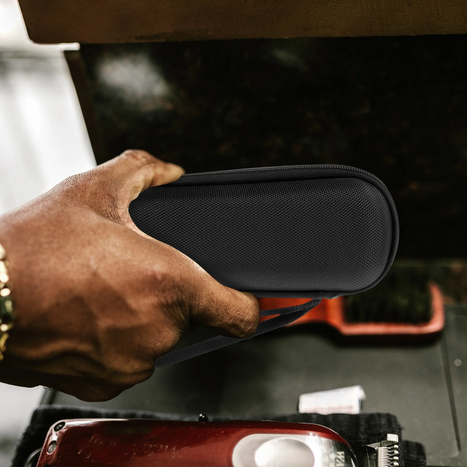 Kotak Penyimpanan Alat Cukur Kompak Bahan Eva Tahan Air Mudah Dibersihkan untuk Alat Cukur Manual dan Elektrik Anti Gores