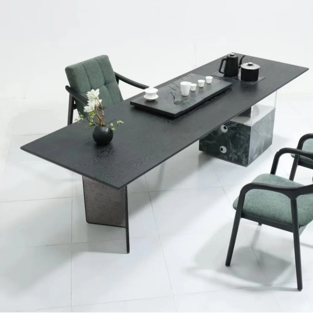 Q  high-end rectangular solid wood rock slab large board tea table
