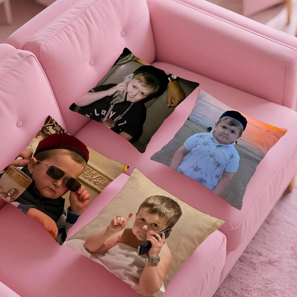 Internet Meme Characters H-Hasbulla Pillow Case Silky Short Plush With Invisible Zipper Dustproof Sofa Cushion Cover