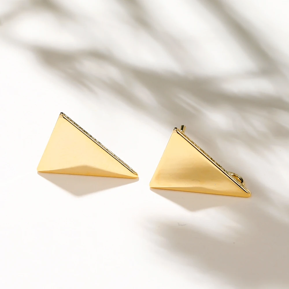 10pcs/lot 10x15MM 18K Gold Plated Brass Triangle Stud Earrings High Quality DIY For Jewelry Making Finding Earrings Accessories