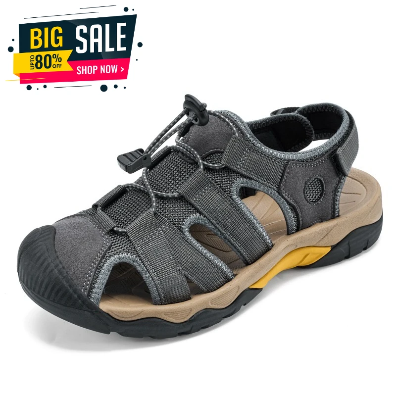 

New Men's Sandals Soft Genuine Leather Sandals Shoes Men Large Size Outdoor Summer Shoes Comfort Beach Sandals Roman Men Shoes