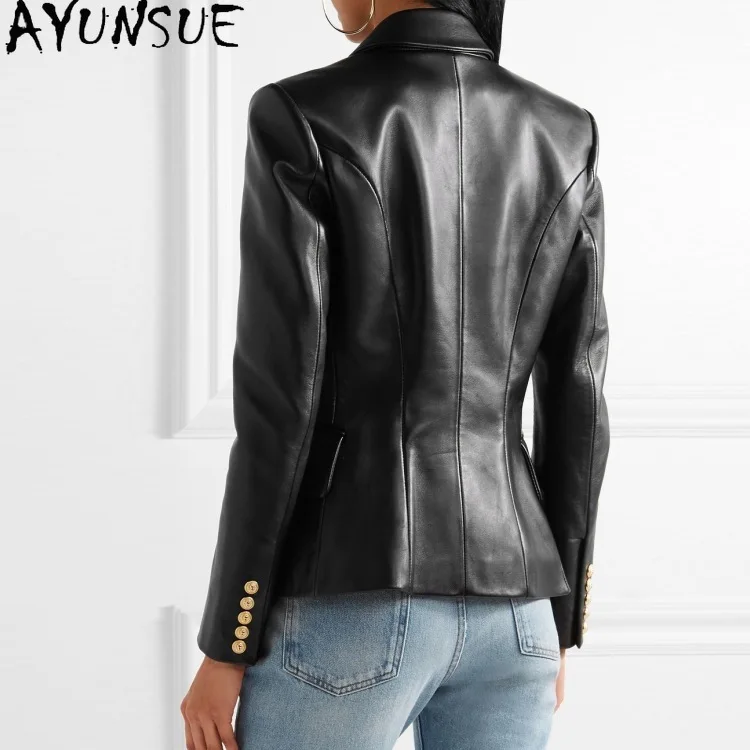 AYUNSUE couche supérieure en peau De mouton veste en cuir véritable femme 2025 Moto & manteau De motard printemps automne vêtements mode Jaqueta De Couro