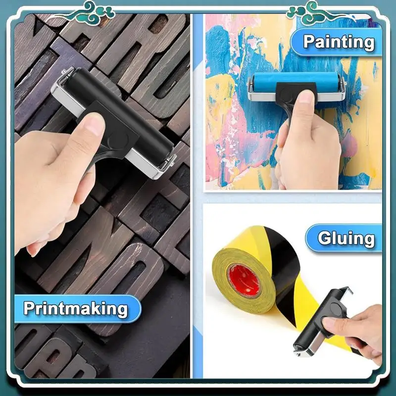 

3 Pcs Rubber Brayer Roller Stamping Roller Gluing Roller Tool For Printmaking, Gluing Application,3.75 Inches Width Size Durable