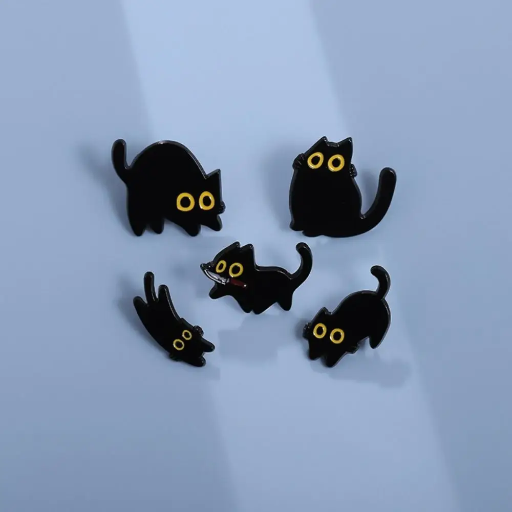 Decorate Black Cat Brooch Kid Gift Funny Animal Black Cat Enamel Pin Cartoon Cute Black Cat Metal Badge Clothing Accessories