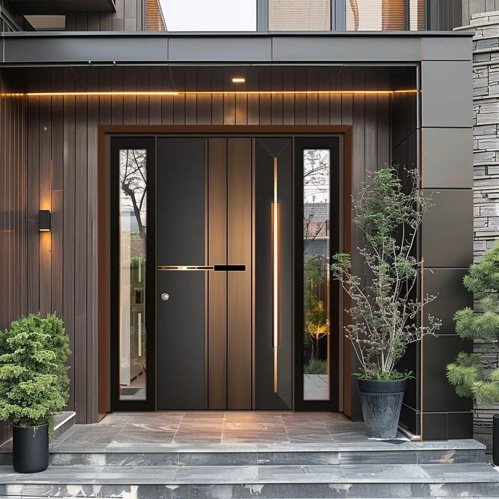 

Personalized Customization Luxury Villa Large Sized Entrance Door Hurricane Impact Resistant Hinged Door Dull Polish Front Door
