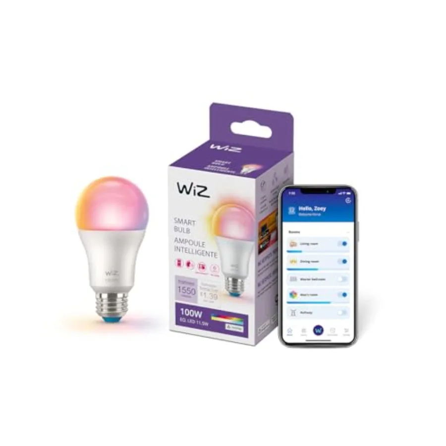 

Умные светодиодные лампы LED с изменением цвета - Подключаются к Wi-Fi - Умная лампа E26 - Управление голосом или через приложение + Активация по движению - Матовая отделка