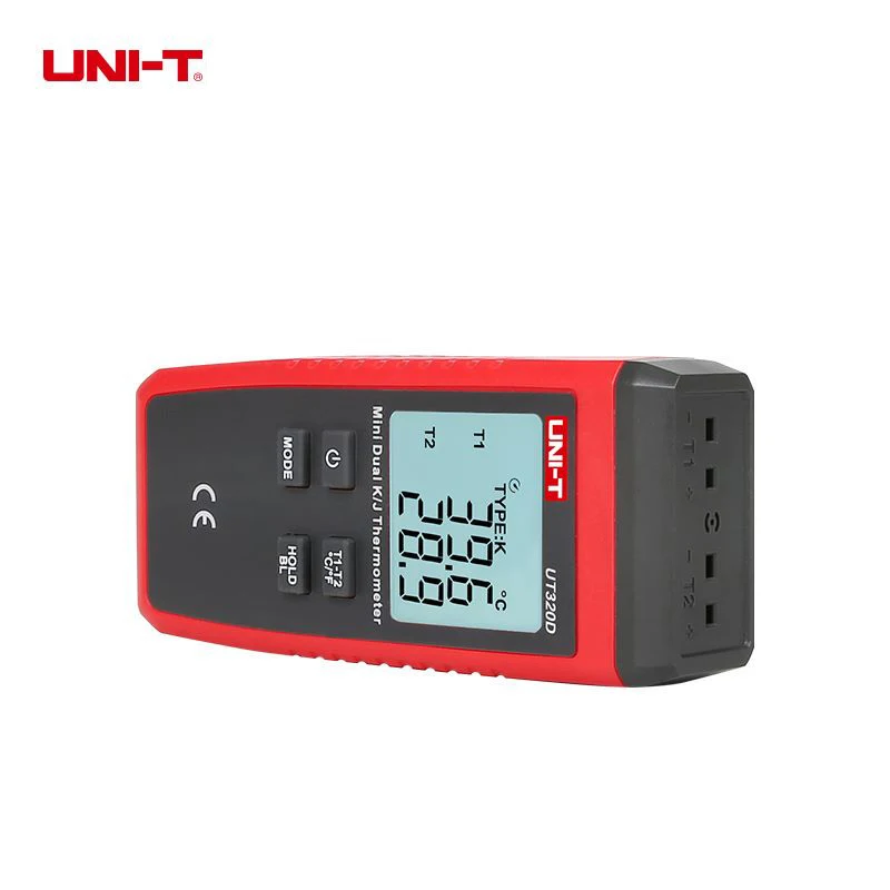 UNI-T UT320D mini-termometro a contatto, dati termometro a termocoppia K/J a doppio canale per stare fuori automaticamente