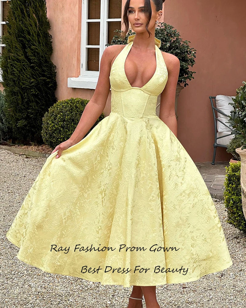 Ray Vintage Satin Homecoming Dresses Vestidos De Novia Halter A-line Cocktail Party Prom Gowns Ankle-length Customized New image 6