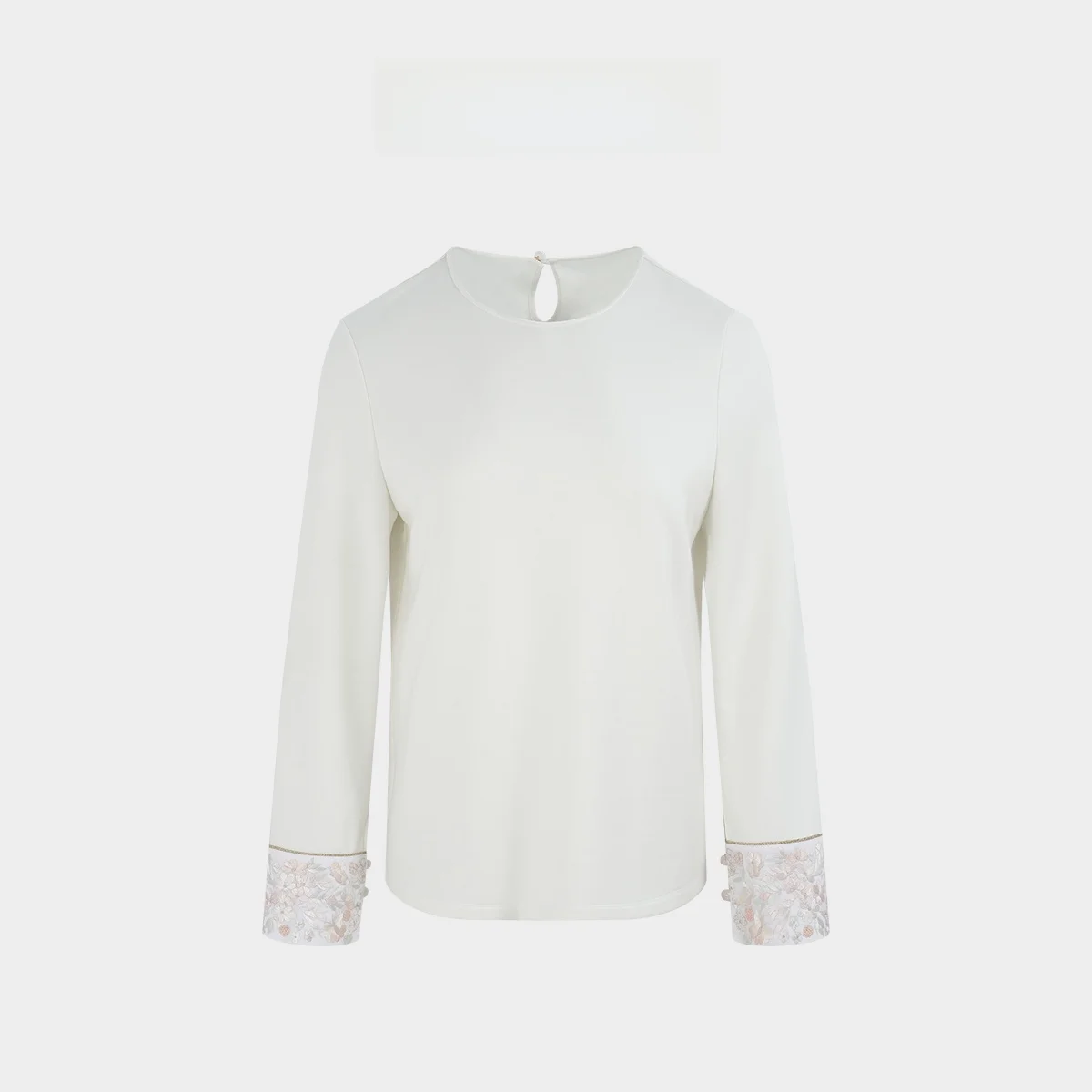 

New Chinese Sle Base Layer Long Sve T-irt Women's Inner Wear Flower Morning Moon Evening High End Feel Top