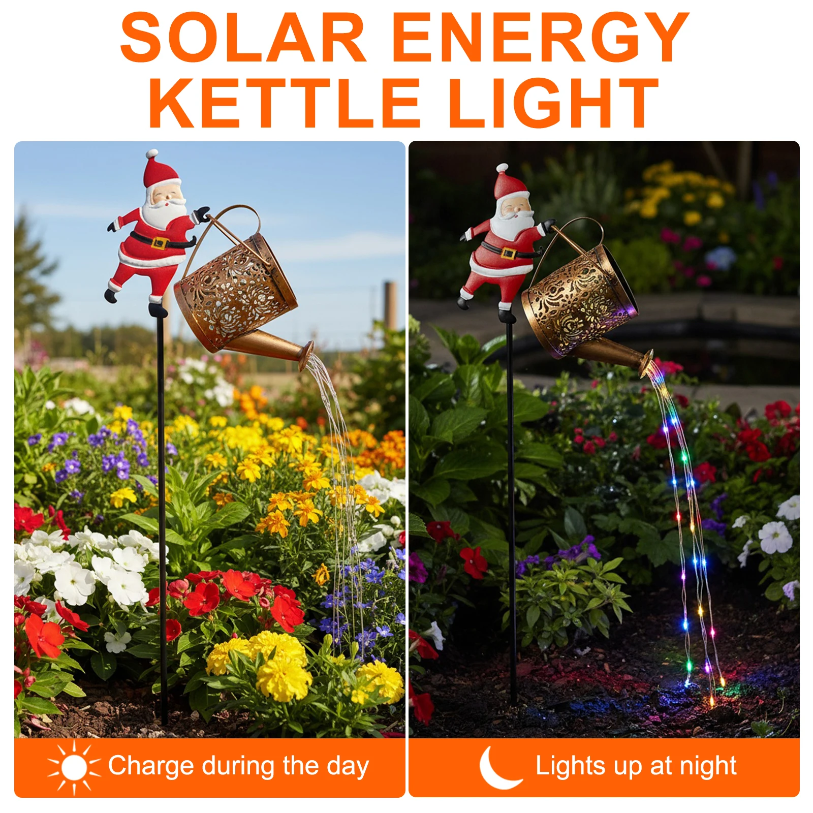 Solar-Weihnachtsmann-Gießkanne mit LED-Licht, Garten-Rasen-Weihnachtsbeleuchtung für draußen, Terrasse, Hof, Weihnachtsgeschenke für die Gartenarbeit