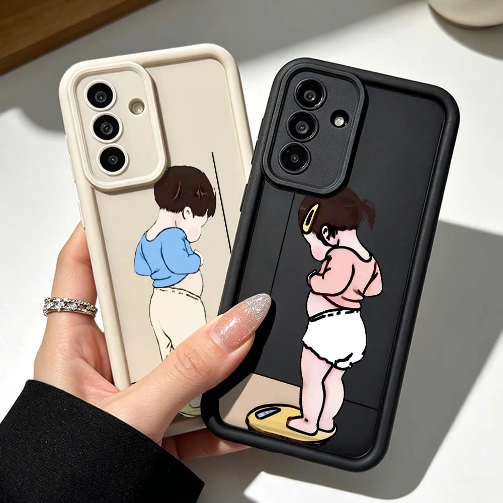 Cartoon Fun Fat Kids Cover For Samsung Galaxy A71 A57 A56 A55 A54 A53 A52s A51 A40 A17 A16 A06 Eye Ladder Phone Case
