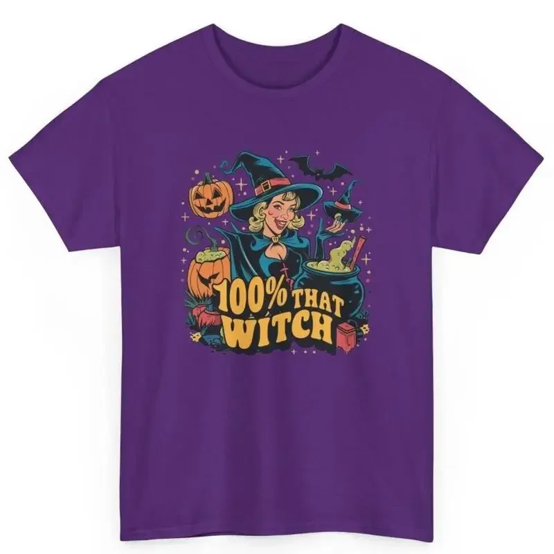 

Percent That Witch Retro Pop Art Halloween Graphic Cotton T Shirt