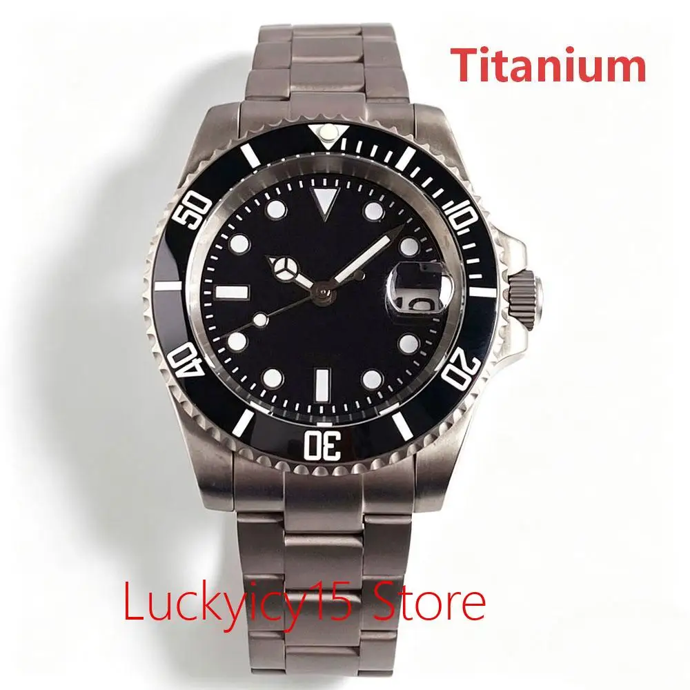 Grade 2 Titanium Automatic Mechanical Men Watch Black Dial Japan NH35A Movement 200m Waterproof 120 clicks Bezel Luminous Marks