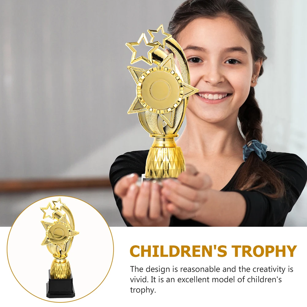 

2 Pcs Trophy Children Award Celebration Competition Plastic Trophies Golden Cup