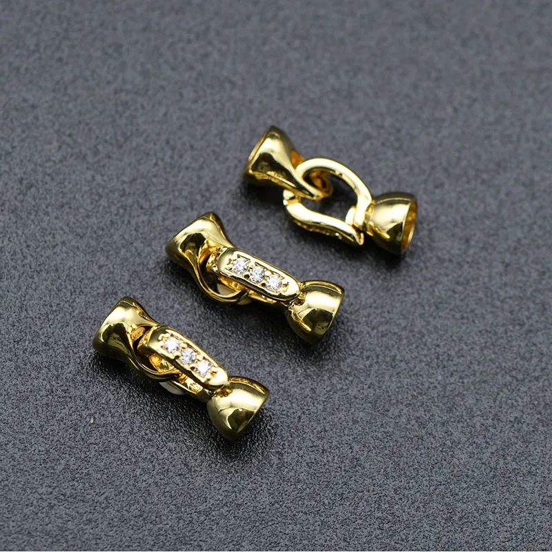 Women Necklace Desingner High Quality Anti Fading Gold Silver Plated Multi CZ Paved Crod End Clasp 40pcs